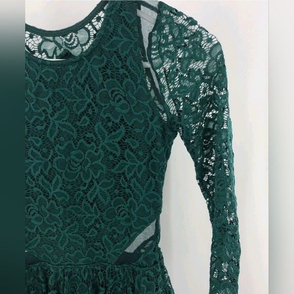 NWT Abercrombie & Fitch Women's Emerald Green Long Sleeve Lace Dress XS - Picture 5 of 9